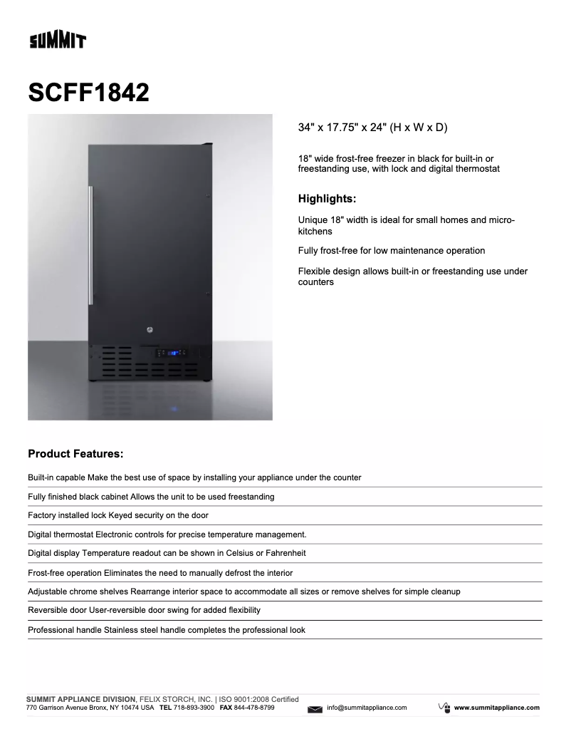Page n°1 - Fiche technique Summit SCFF1842
