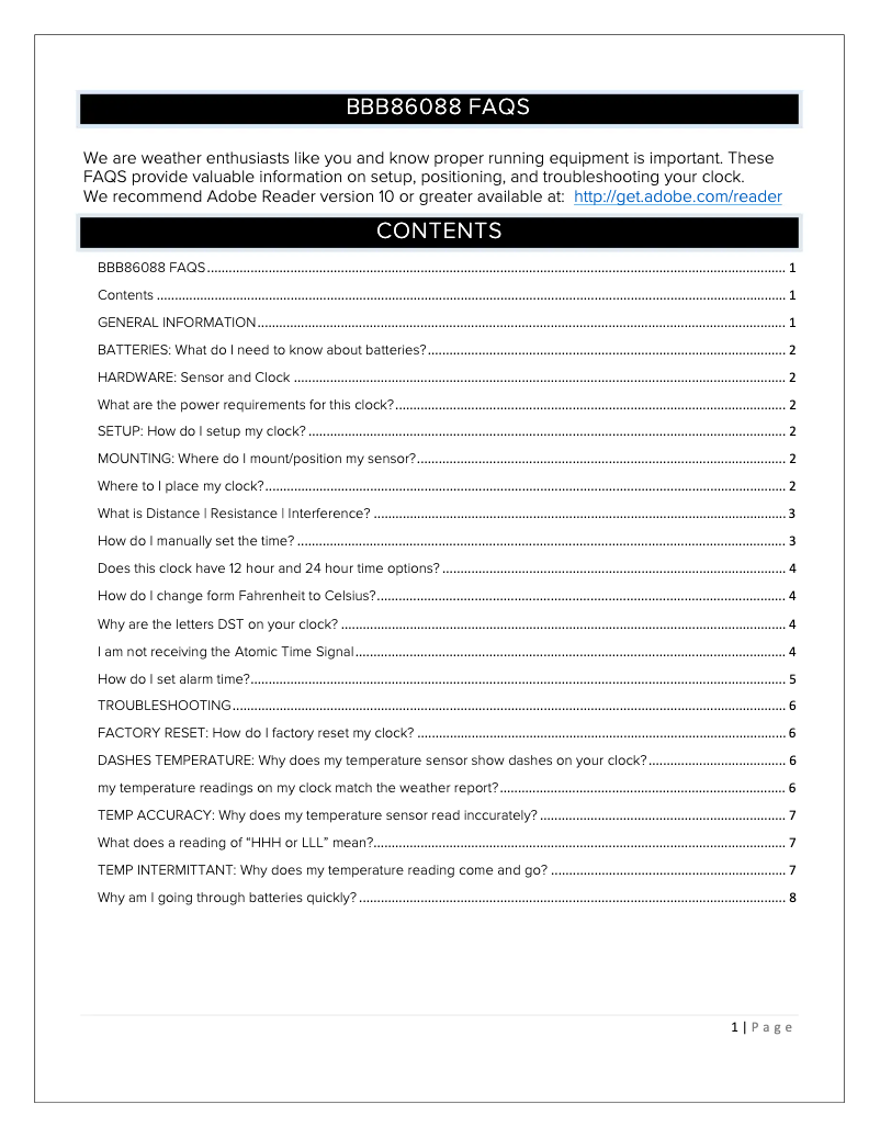 Page n°1 - FAQ La Crosse Technology BBB86088V3