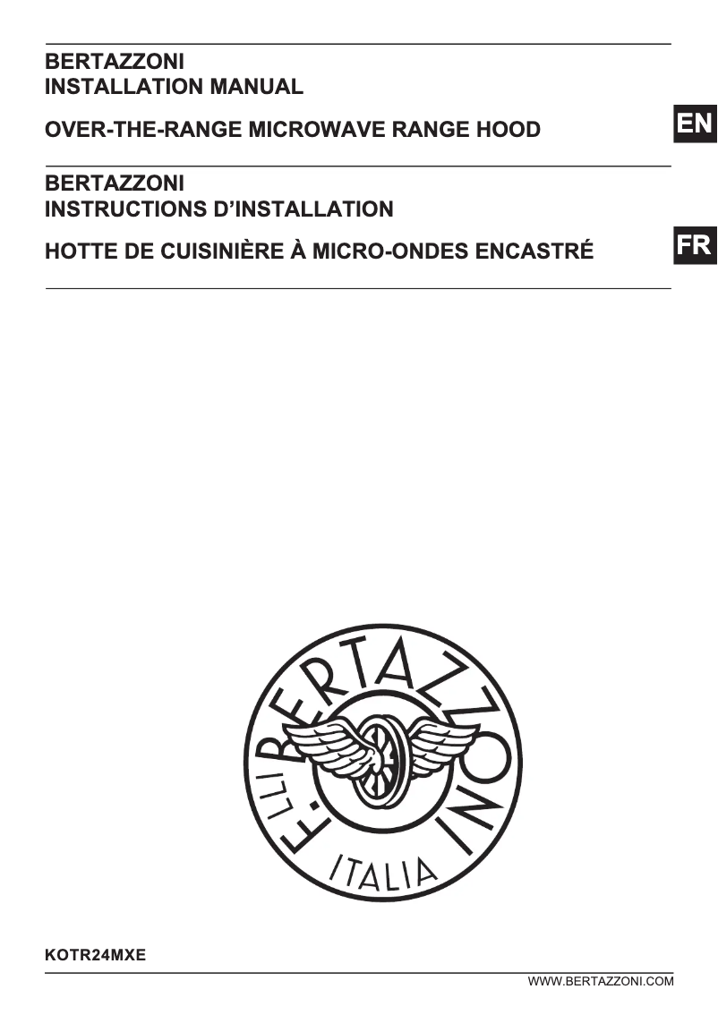 Page 1 de la notice Guide d'installation Bertazzoni KOTR24MXE