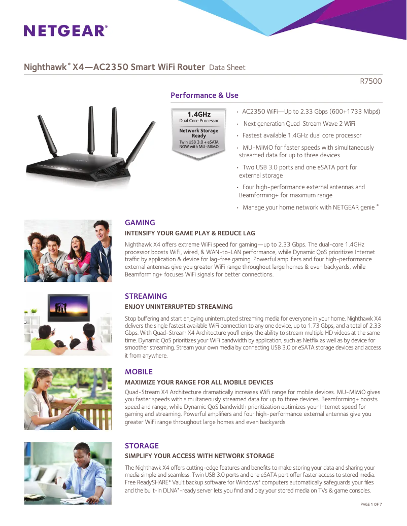 Page n°1 - Fiche technique Netgear Nighthawk X4 R7500v2
