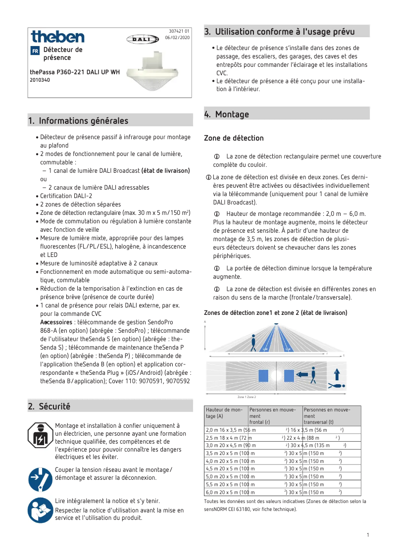 Page 1 de la notice Manuel utilisateur Theben thePassa P360-221 DALI UP