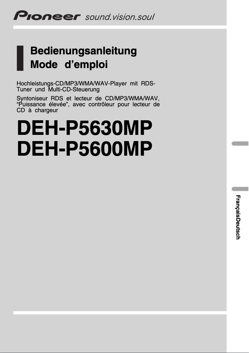 Image de la première page du manuel de l'appareil DEH-P5630MP