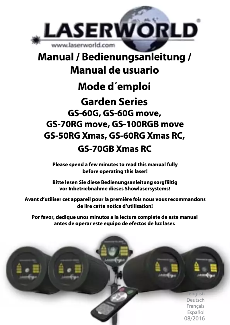 Page n°1 - Manuel utilisateur Laserworld GS-70GB XMas RC