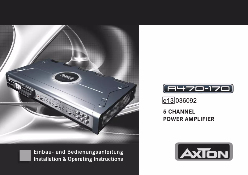 Page n°1 - Manuel utilisateur Axton A470-170