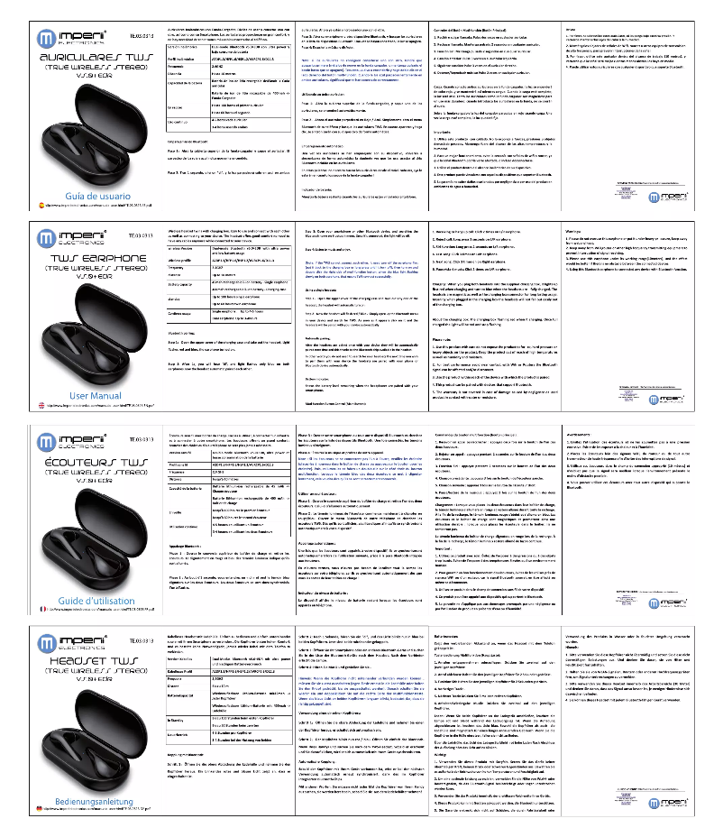 Page 1 de la notice Manuel utilisateur Imperii Electronics TE.03.0313.01