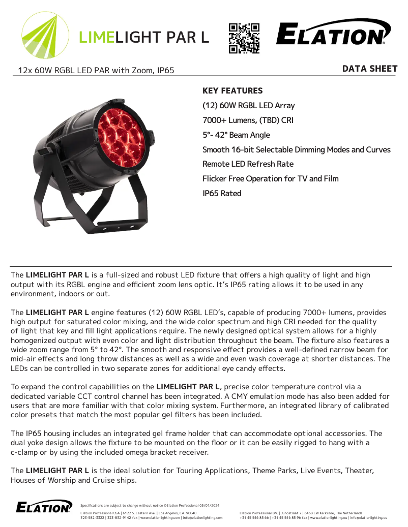 Image de la première page du manuel de l'appareil Limelight Par L