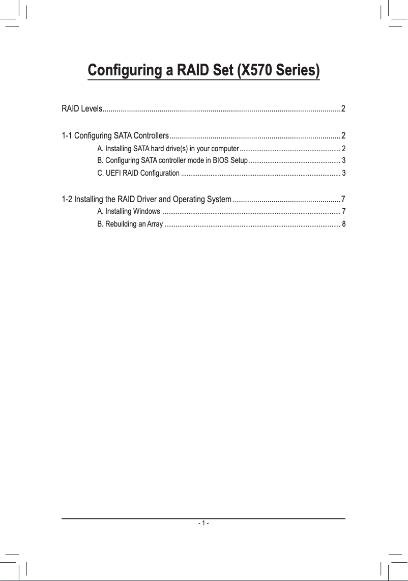 Page 1 de la notice Guide d'installation Gigabyte X570S AERO G