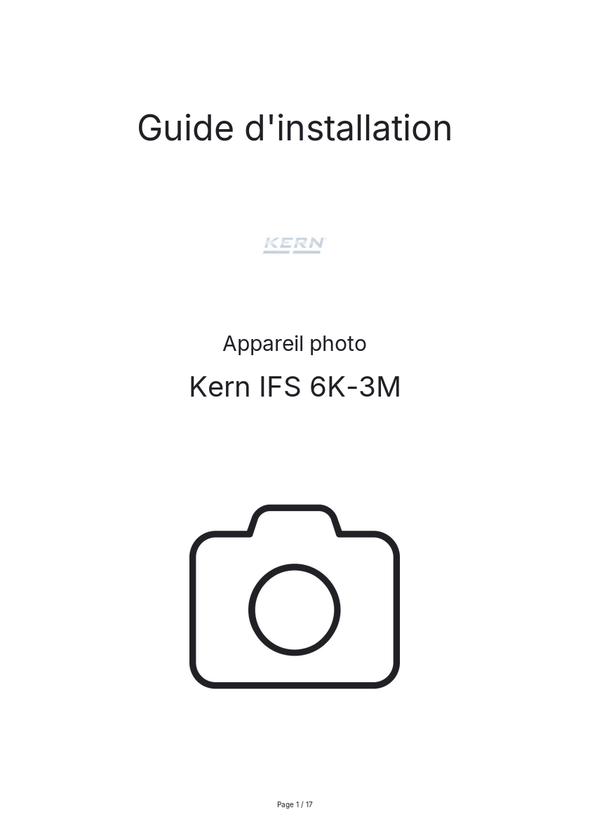Page n°1 - Guide d'installation Kern IFS 6K-3M