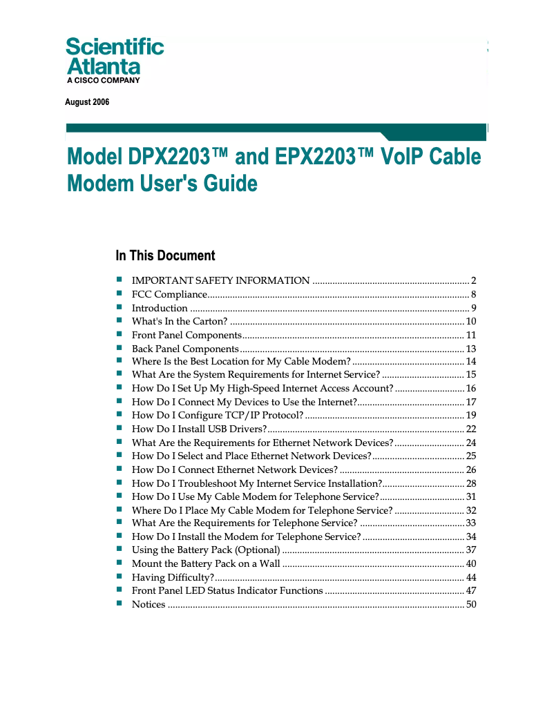 Page 1 de la notice Manuel utilisateur Cisco EPX2203