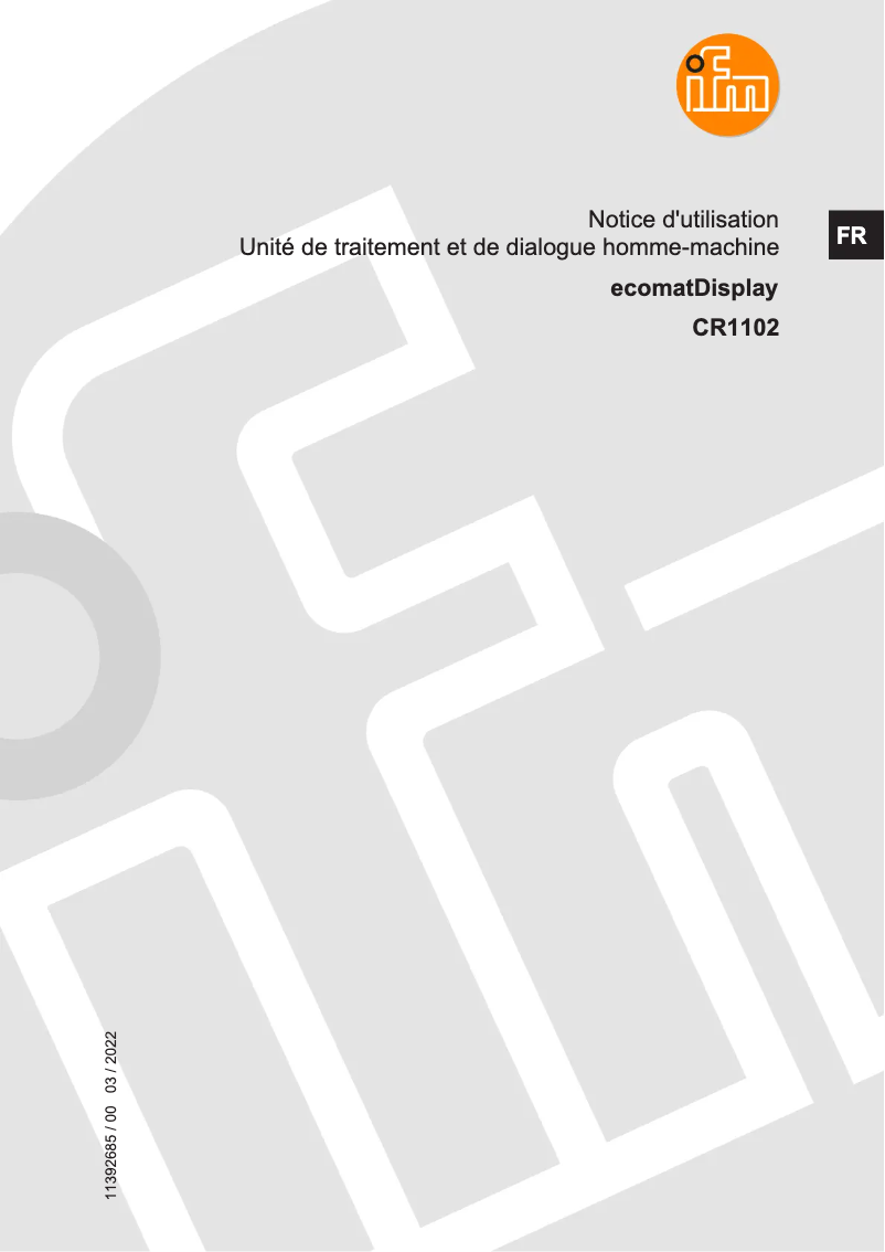 Page 1 de la notice Manuel utilisateur IFM CR1102