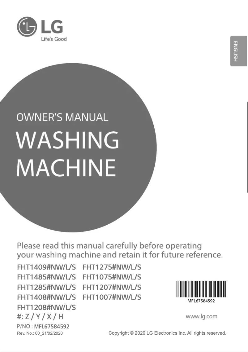 Page 1 de la notice Manuel utilisateur LG FHT1208ZNW