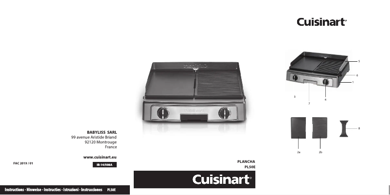 Page 1 de la notice Manuel utilisateur Cuisinart PL50E