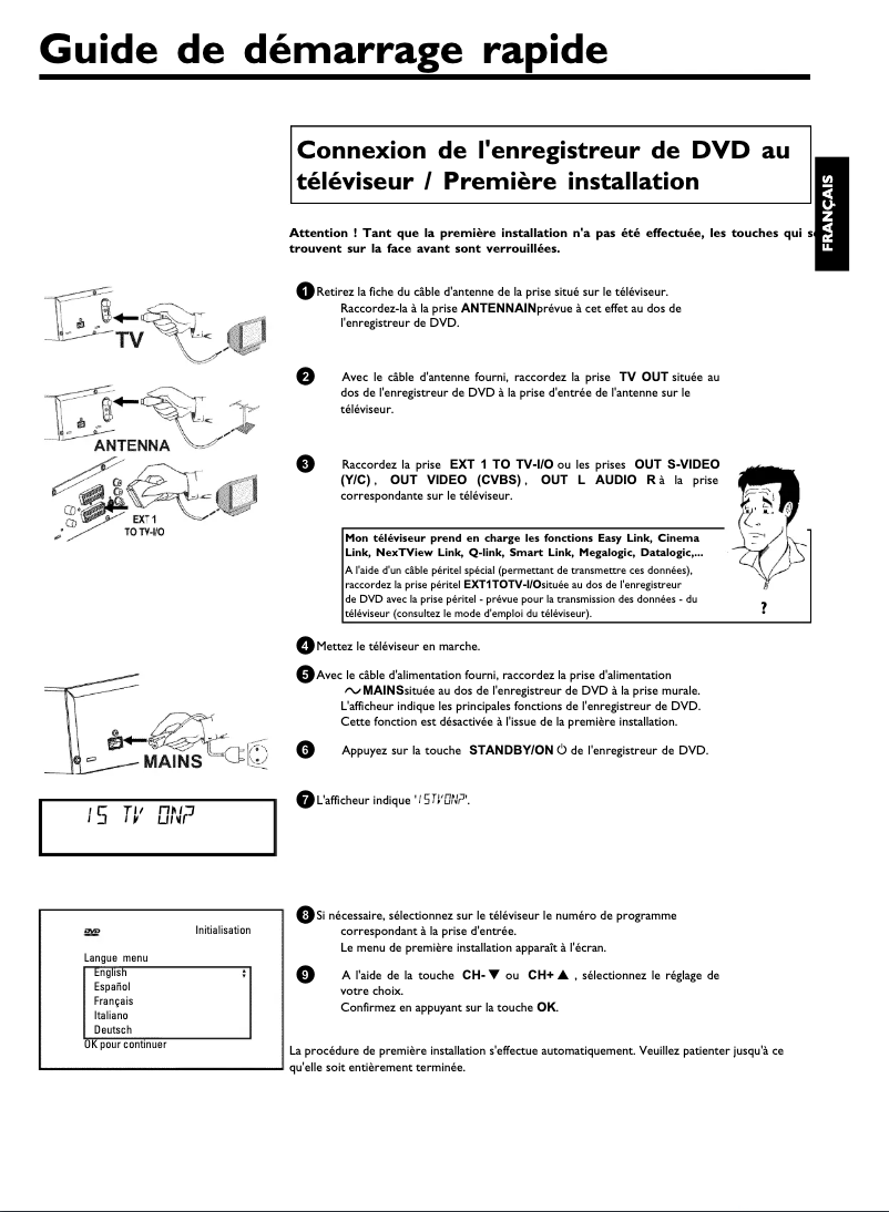 Page 1 de la notice Guide de démarrage rapide Philips DVDR70