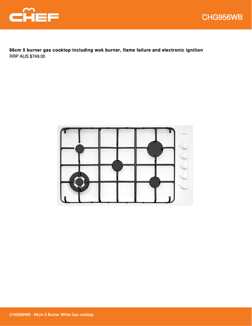 Página 1 del manual Ficha técnica Chef CHG956WB