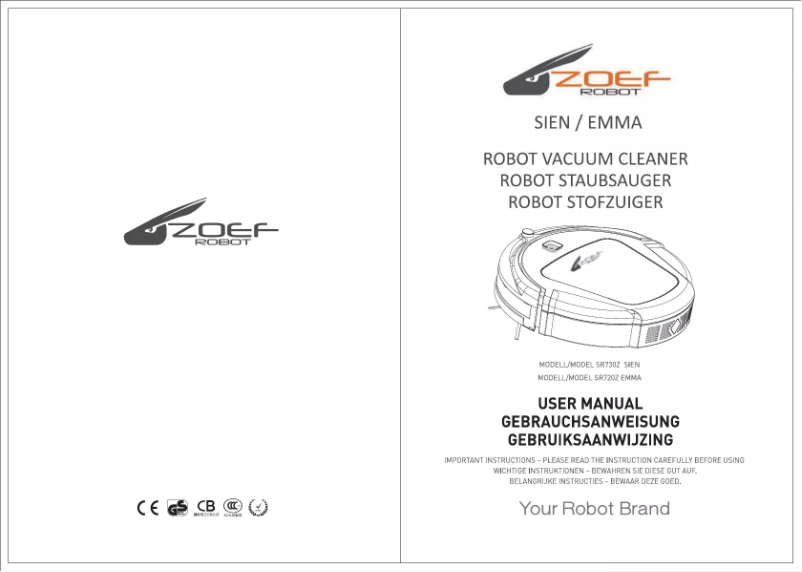 Page 1 of the manual User Manual Zoef Robot Sien