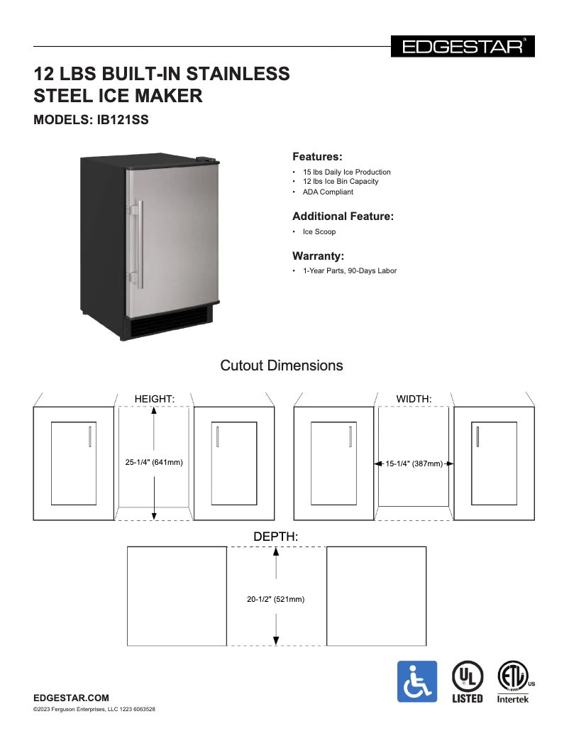 Image de la première page du manuel de l'appareil IB121SS