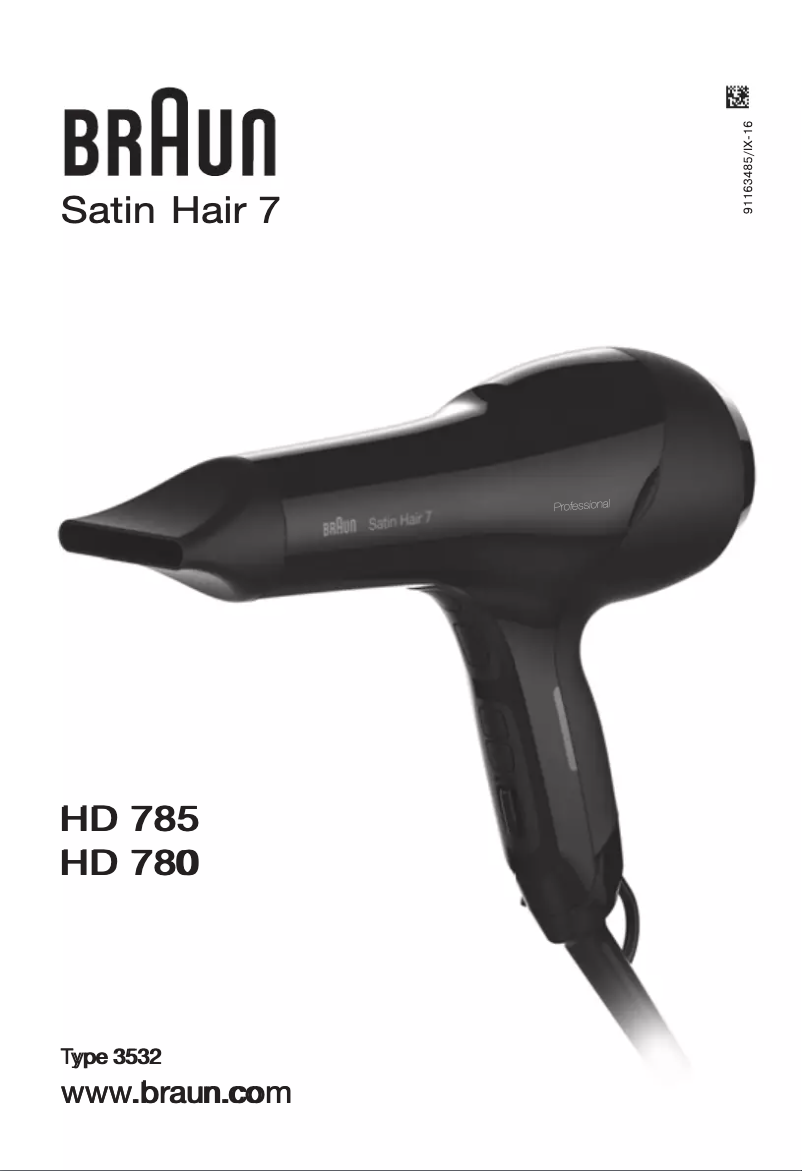 Image de la première page du manuel de l'appareil Satin-Hair 7 HD 785 SensoDryer