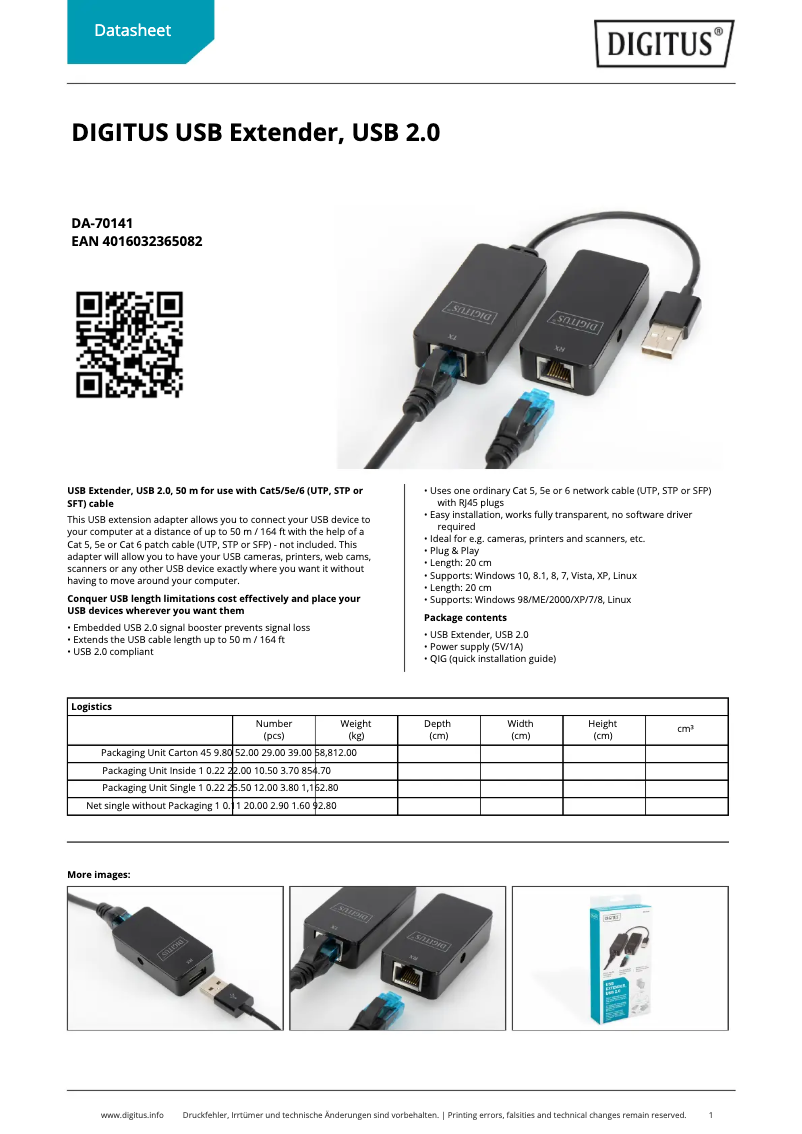 Page n°1 - Fiche technique Digitus DA-70141