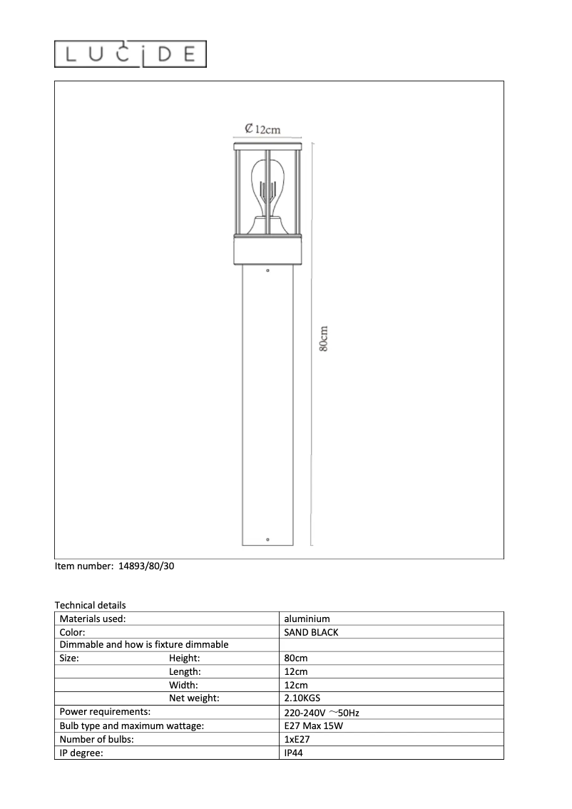 Page n°1 - Manuel utilisateur Lucide Lori