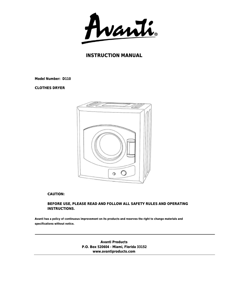 Image de la première page du manuel de l'appareil D110