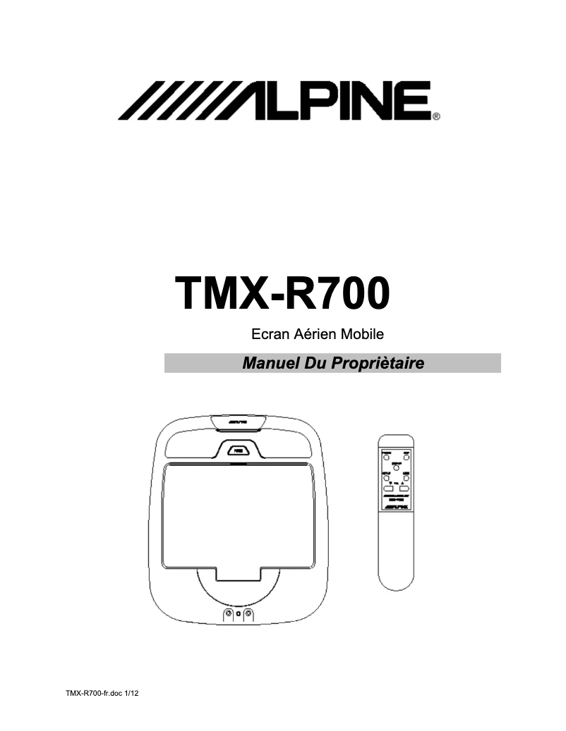 Página 1 del manual Manual de usuario Alpine TMX-R700