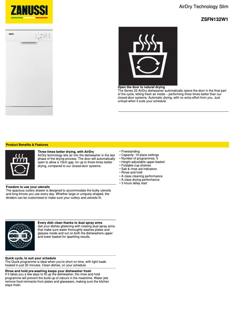 Image de la première page du manuel de l'appareil ZSFN132W1