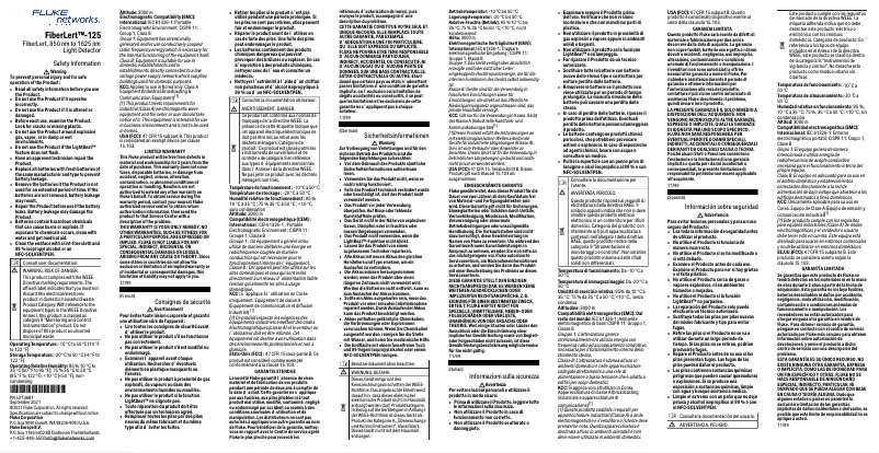 Page 1 de la notice Manuel utilisateur Fluke FibertLert-125