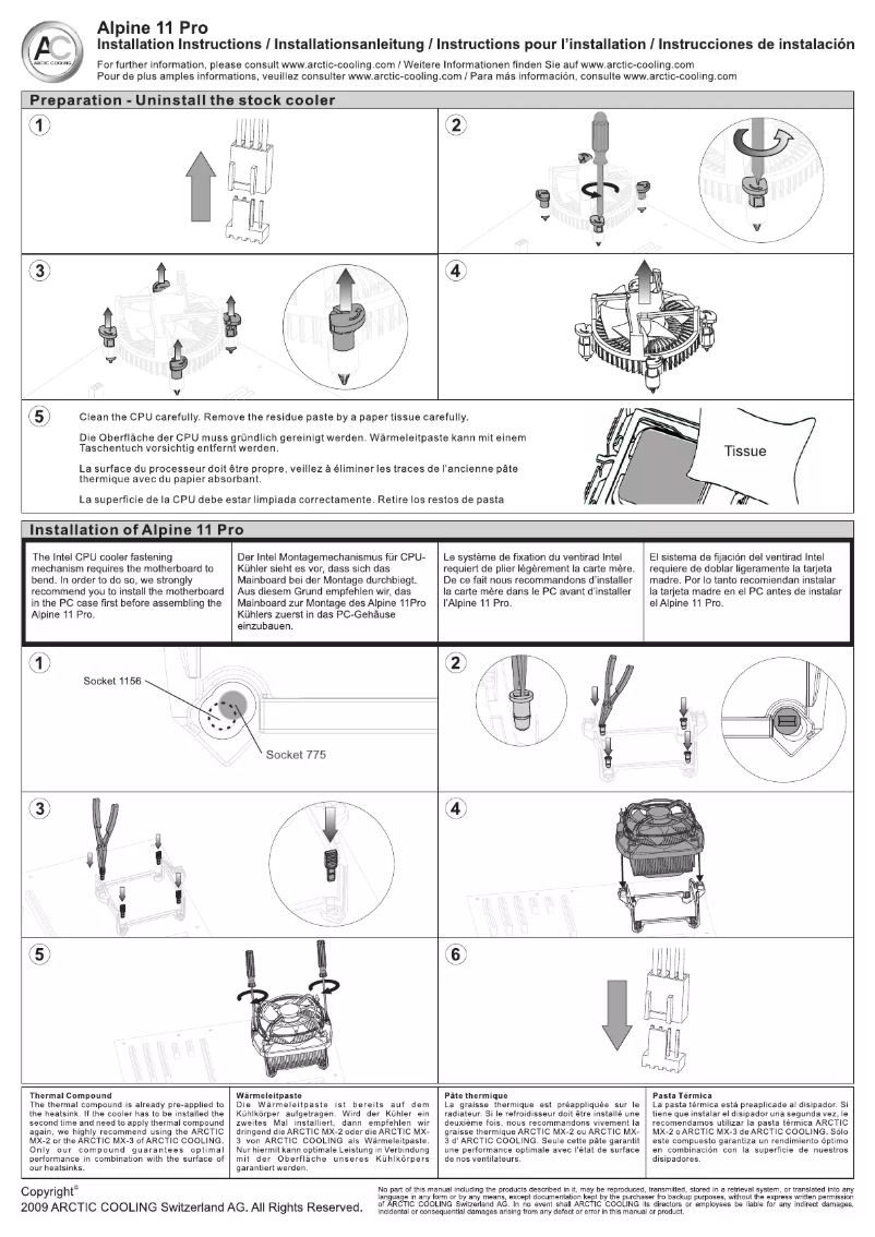Page n°1 - Manuel utilisateur Arctic Cooling Alpin 11 Pro