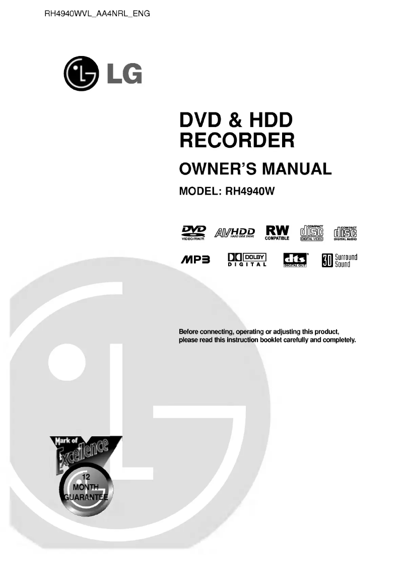 Image de la première page du manuel de l'appareil RH4940WVL