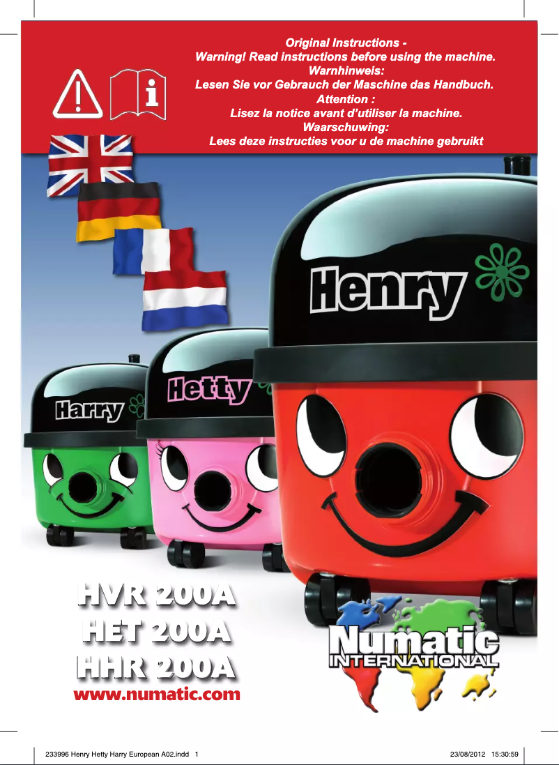 Image de la première page du manuel de l'appareil Henry HVR200A