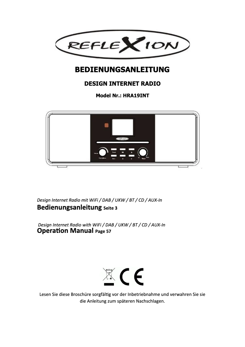 Page 1 de la notice Manuel utilisateur Reflexion HRA19INT
