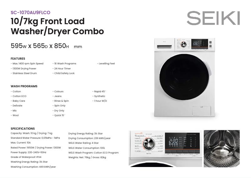 Image de la première page du manuel de l'appareil SC-1070AU9FLCO