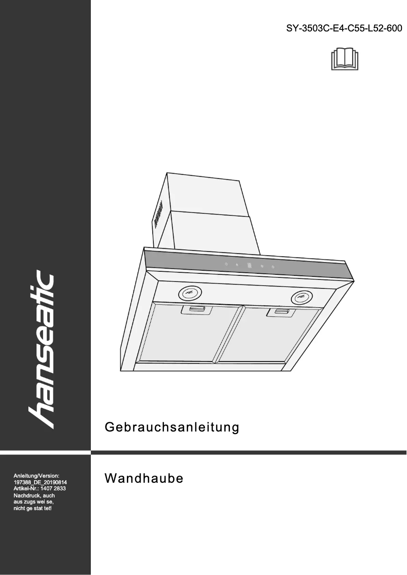 Page 1 de la notice Manuel utilisateur Hanseatic SY-3503C-E4-C55-L52-600