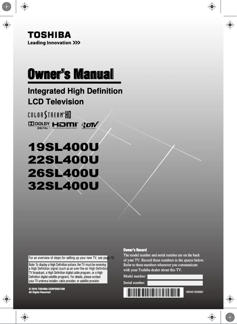 Image de la première page du manuel de l'appareil 26SL400U