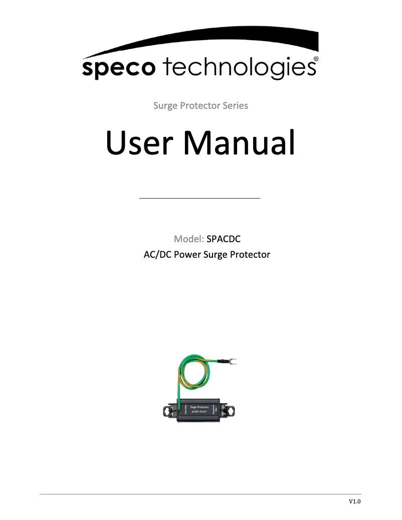 Page 1 of the manual User Manual Speco Technologies SPACDC
