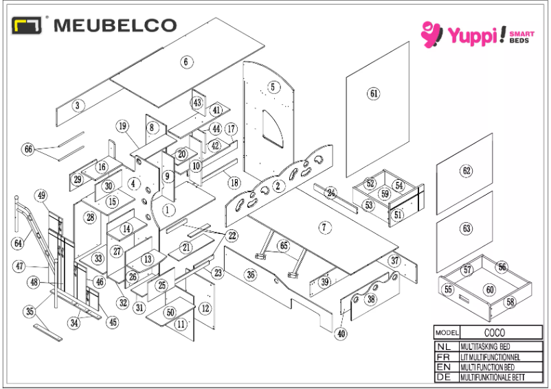 Page 1 de la notice Manuel utilisateur Meubelco Coco