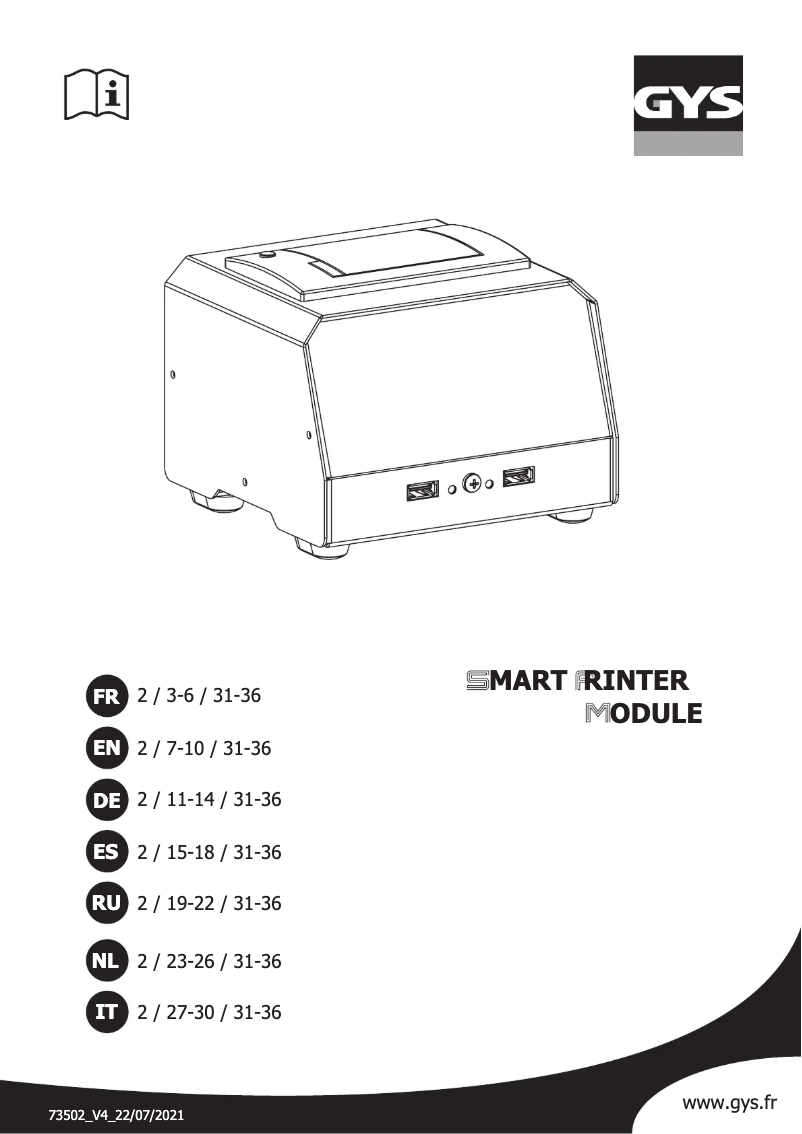 Page n°1 - Manuel utilisateur GYS Smart Printer Module