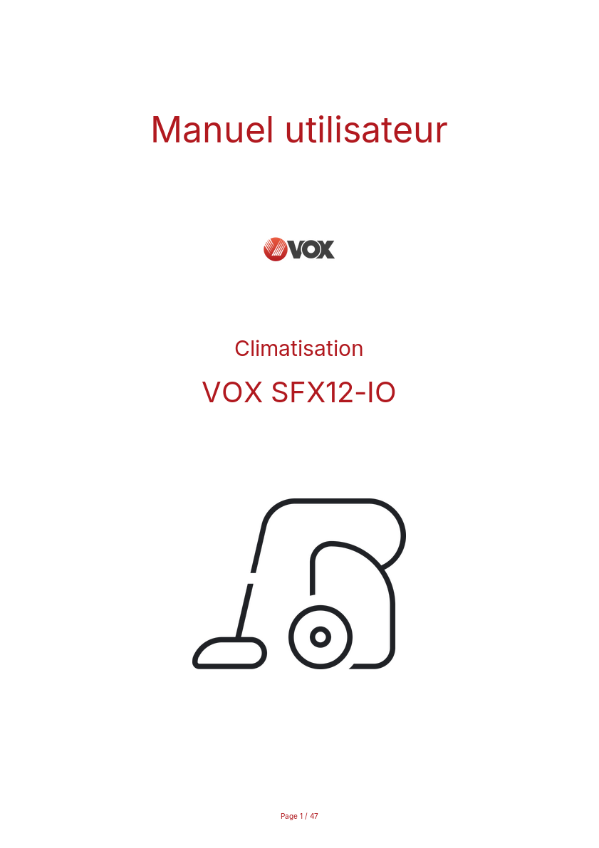 Page n°1 - Manuel utilisateur VOX SFX12-IO