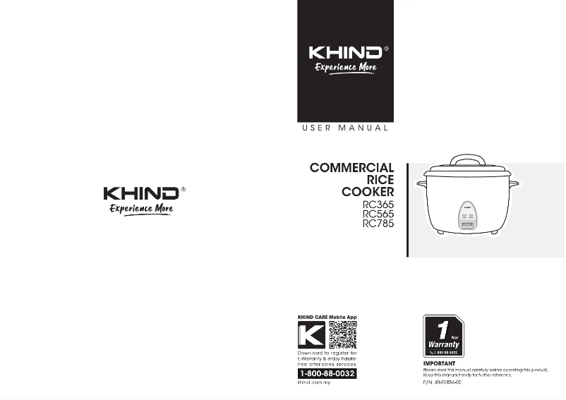 Page 1 de la notice Manuel utilisateur Khind RC365