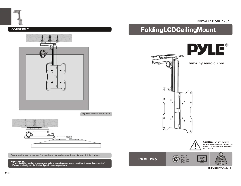 Page n°1 - Manuel utilisateur Pyle PCMTV25