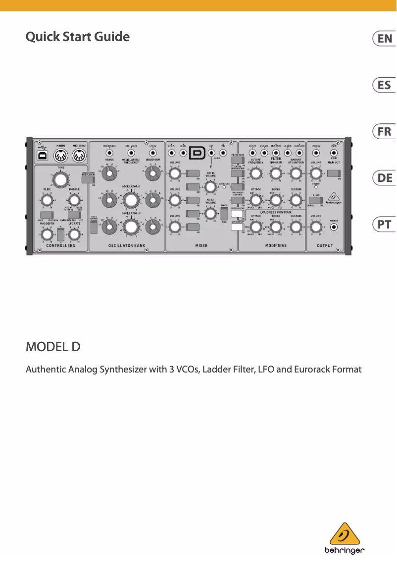 Page 1 de la notice Manuel utilisateur Behringer Model D