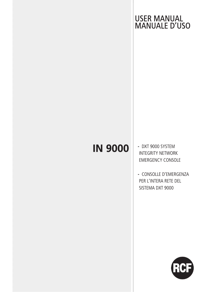 Page 1 of the manual User Manual RCF IN 9000
