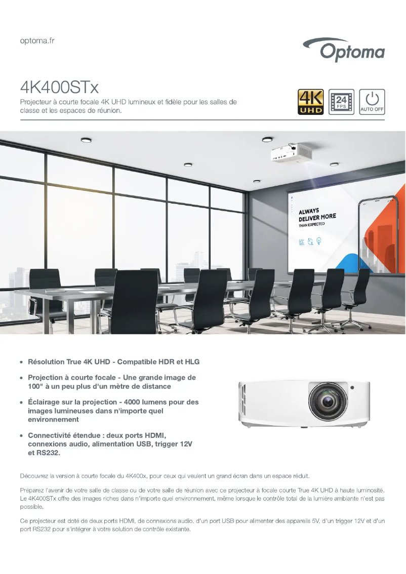 Image de la première page du manuel de l'appareil 4K400STx