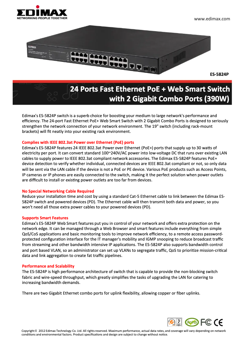Page 1 de la notice Manuel utilisateur Edimax ES-5824P