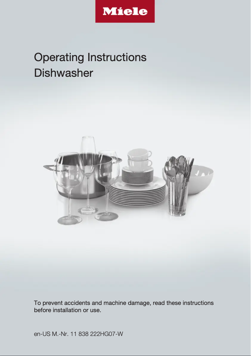 Page n°1 - Manuel utilisateur Miele G 7316 SCU