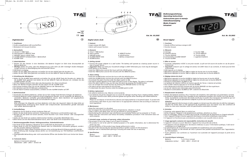 Page 1 de la notice Manuel utilisateur TFA 60.2005