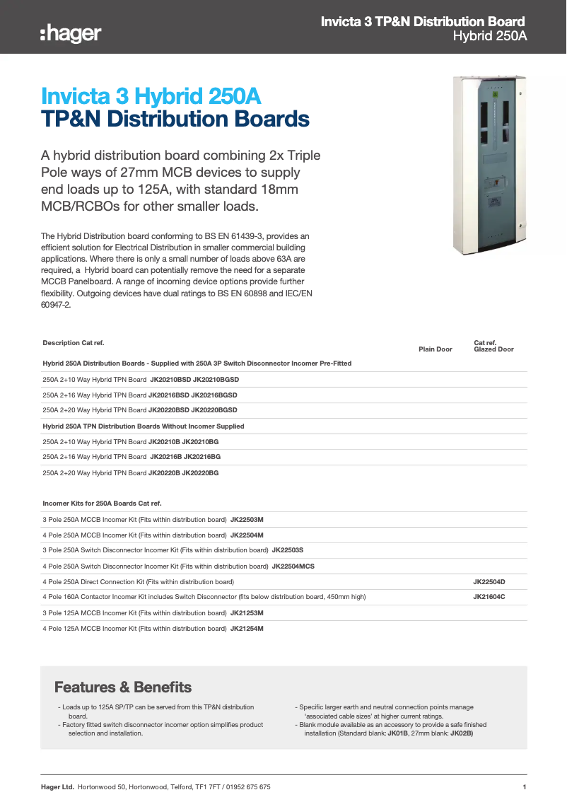 Page n°1 - Fiche technique Hager JK20210BG