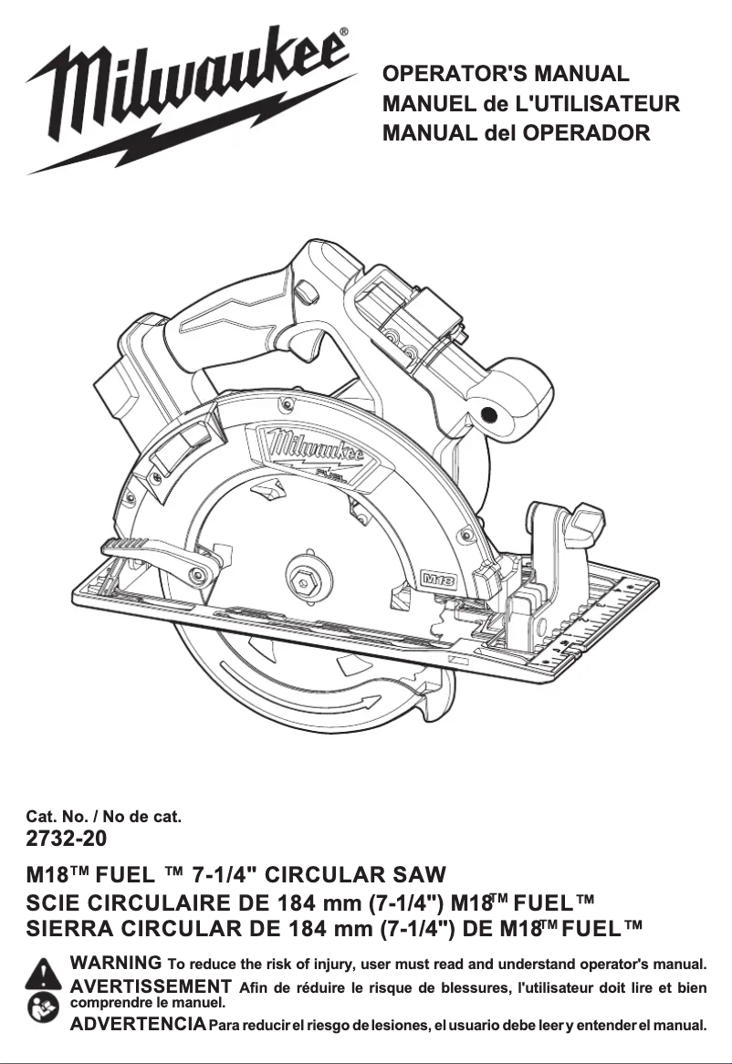 Page 1 de la notice Manuel utilisateur Milwaukee M18 Fuel 2732-21