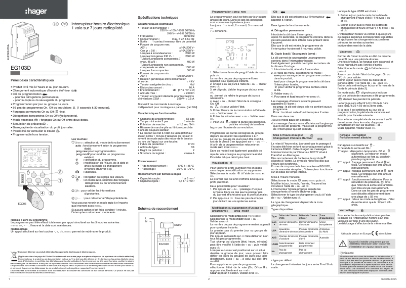 Image de la première page du manuel de l'appareil EG103D