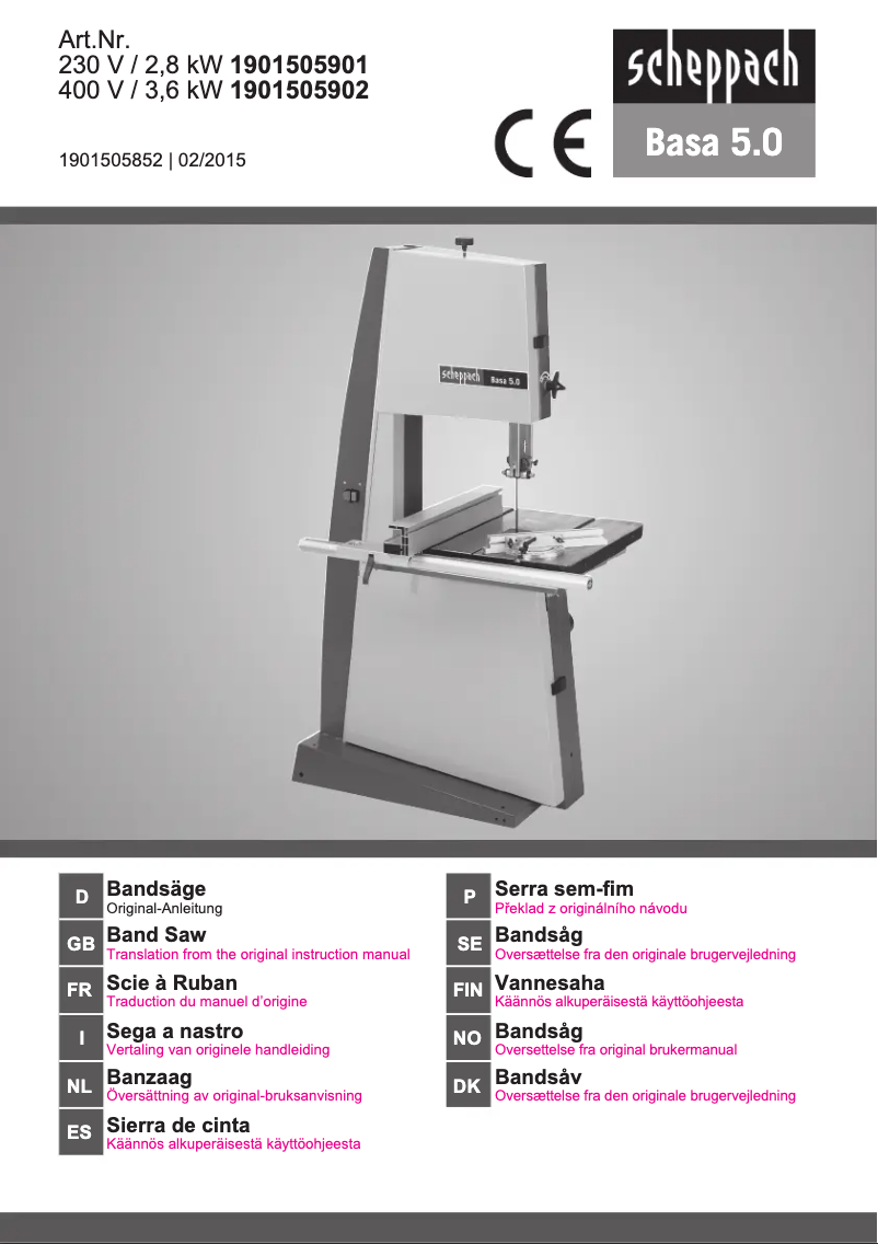Page 1 de la notice Manuel utilisateur Scheppach Basa 5.0